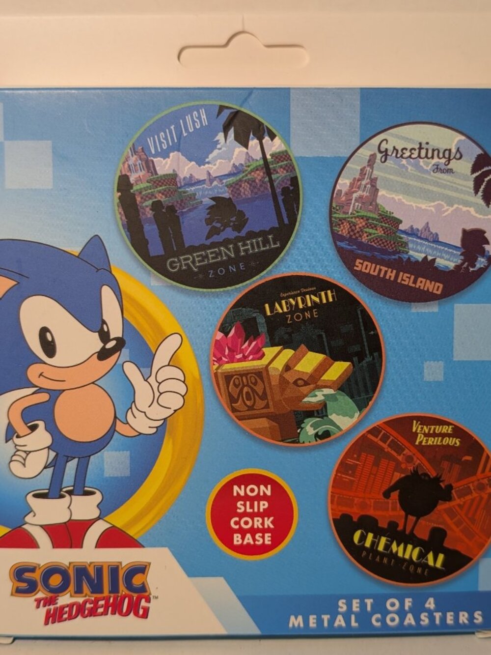 Sonic The Hedgehog Set of 4 Coasters Non-Slip Cork Base Official Collectibles